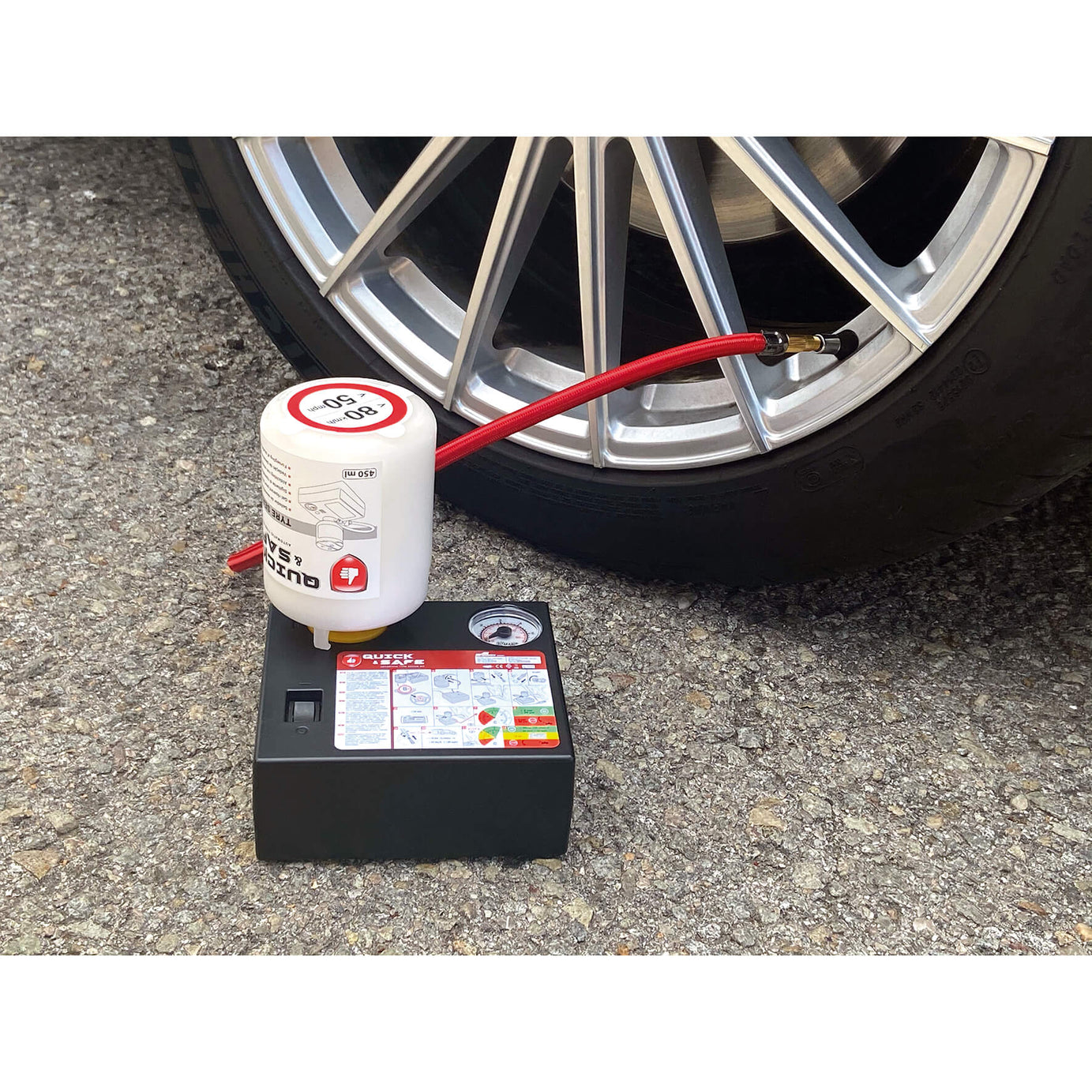 KIT reparador de Furos 450ml + Compressor QUICK & SAFE