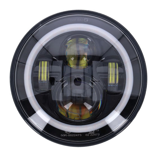 Farol LED brilhante de 7". Preto