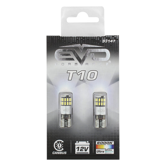 Lâmpada CANBUS LEDS T10 EVO C/ 8 Leds Branca 12V 2.5W Base W2,1x9,5d  2PCS
