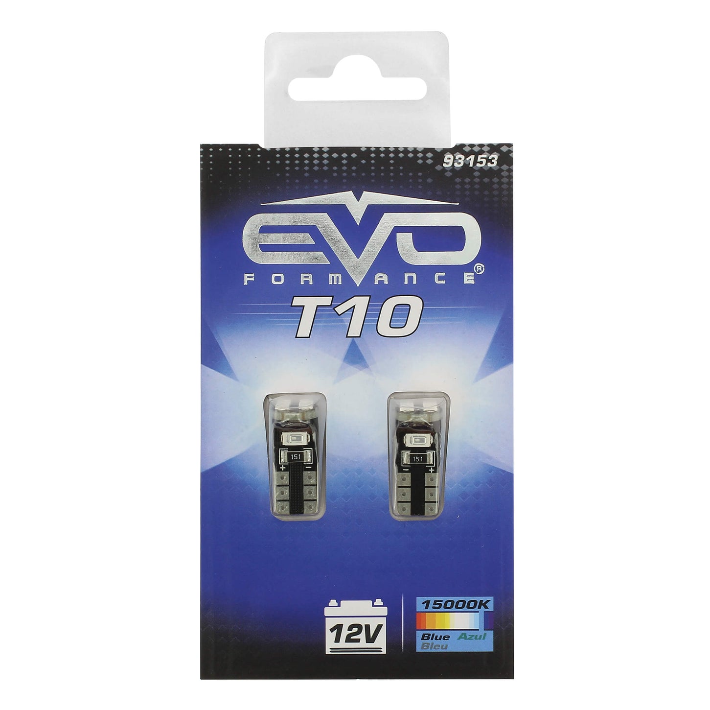 Lâmpada T10 EVO C/4 Leds 12V T10 Azul 2 PCS