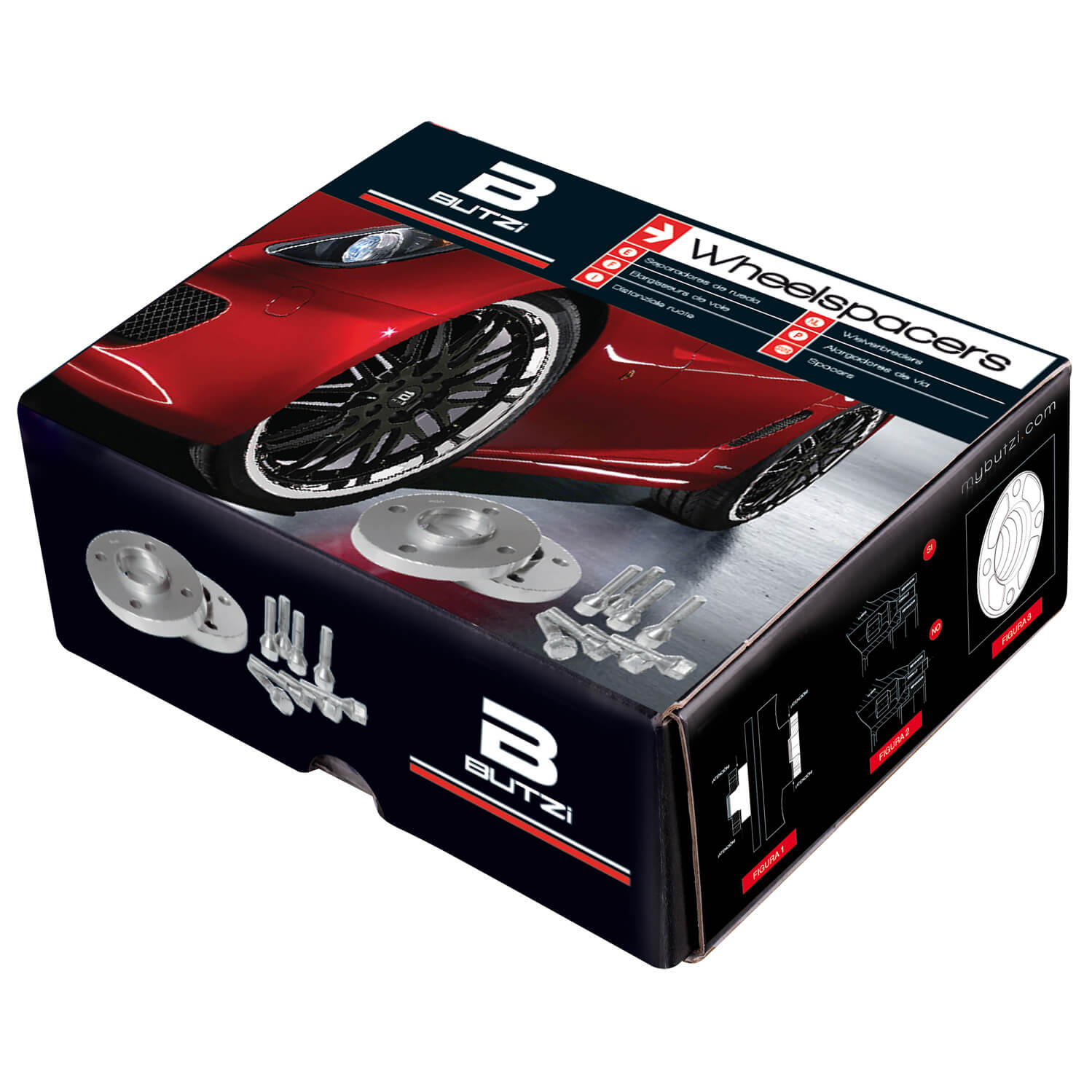 Kit Espaçadores Automóvel " BUZTI " 20mm 5x 115 Centro 60.1  + Espigões