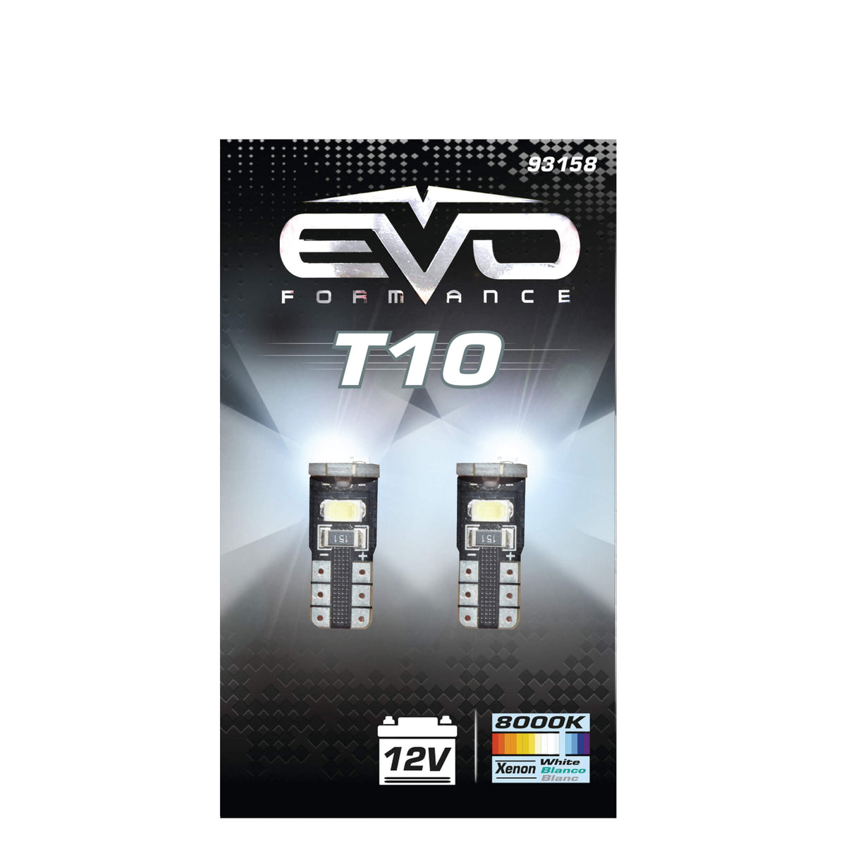 Lâmpada CANBUS LEDS EVO T10 Xenon C/ 4 Leds Azuis + 2 Brancos 12V Base W2,1x9, 5d 2PCS