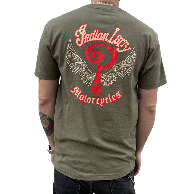 Camiseta indiana Larry Logo verde exército