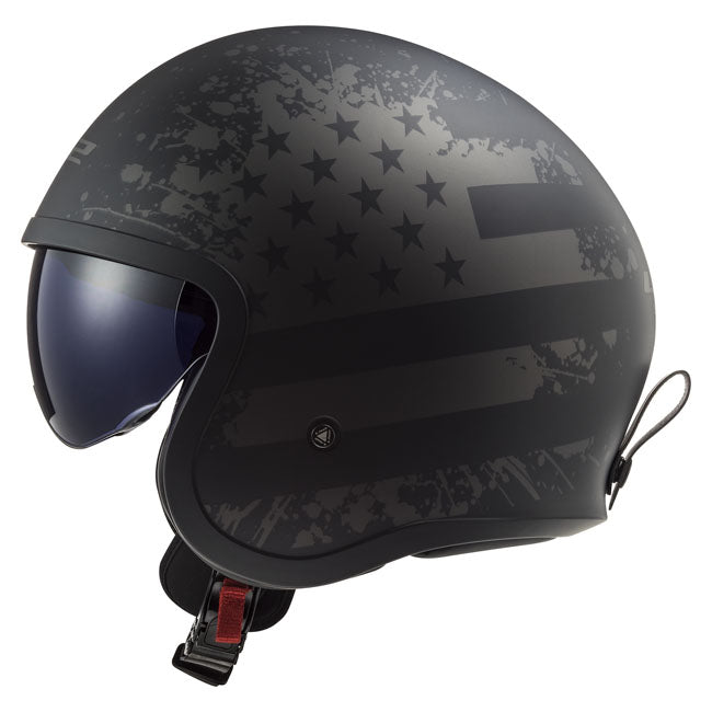 Capacete LS2 Spitfire II preto Flag preto mate