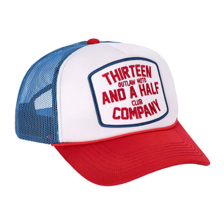 Boné trucker 13 1/2 Outlaw Club azul/vermelho