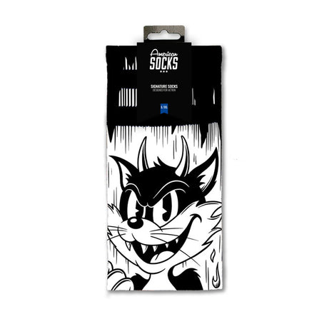 Meias americanas Signature Evil Cat meias brancas