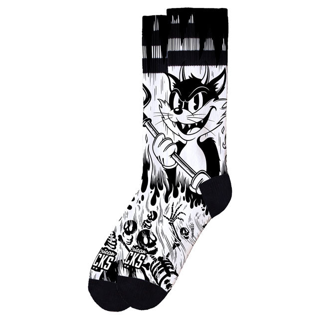 Meias americanas Signature Evil Cat meias brancas