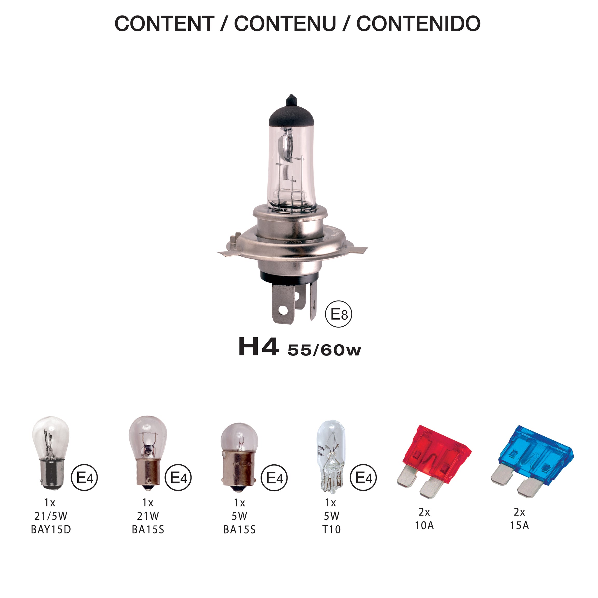 Conjunto de Lâmpadas homologadas H4 12 V