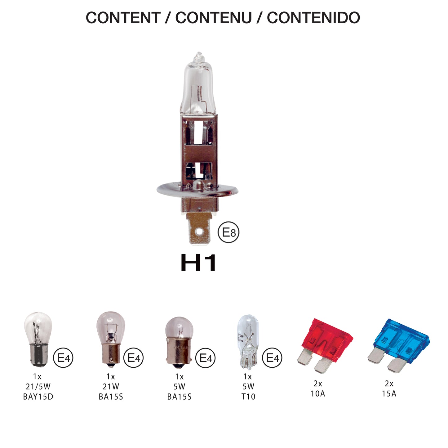 Kit Lâmpadas Homologadas SWISS DRIVE H1 12V + Fusíveis  7 Peças