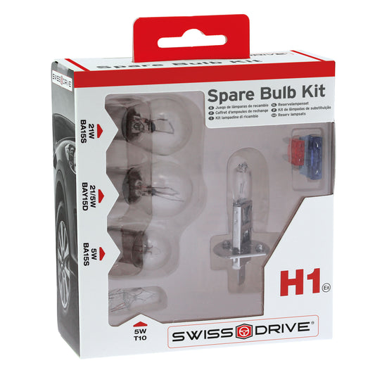 Kit Lâmpadas Homologadas SWISS DRIVE H1 12V + Fusíveis  7 Peças