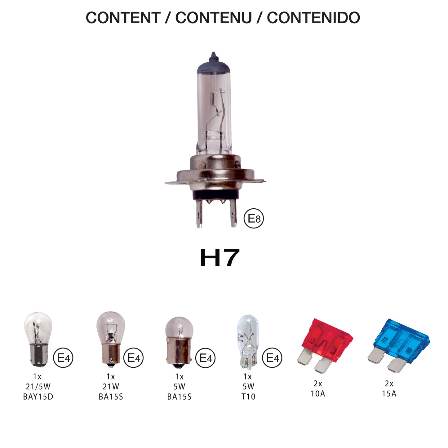 Conjunto de Lâmpadas Homologadas SWISS DRIVE H7 12V 7 Peças