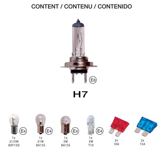 Conjunto de Lâmpadas Homologadas SWISS DRIVE H7 12V 7 Peças
