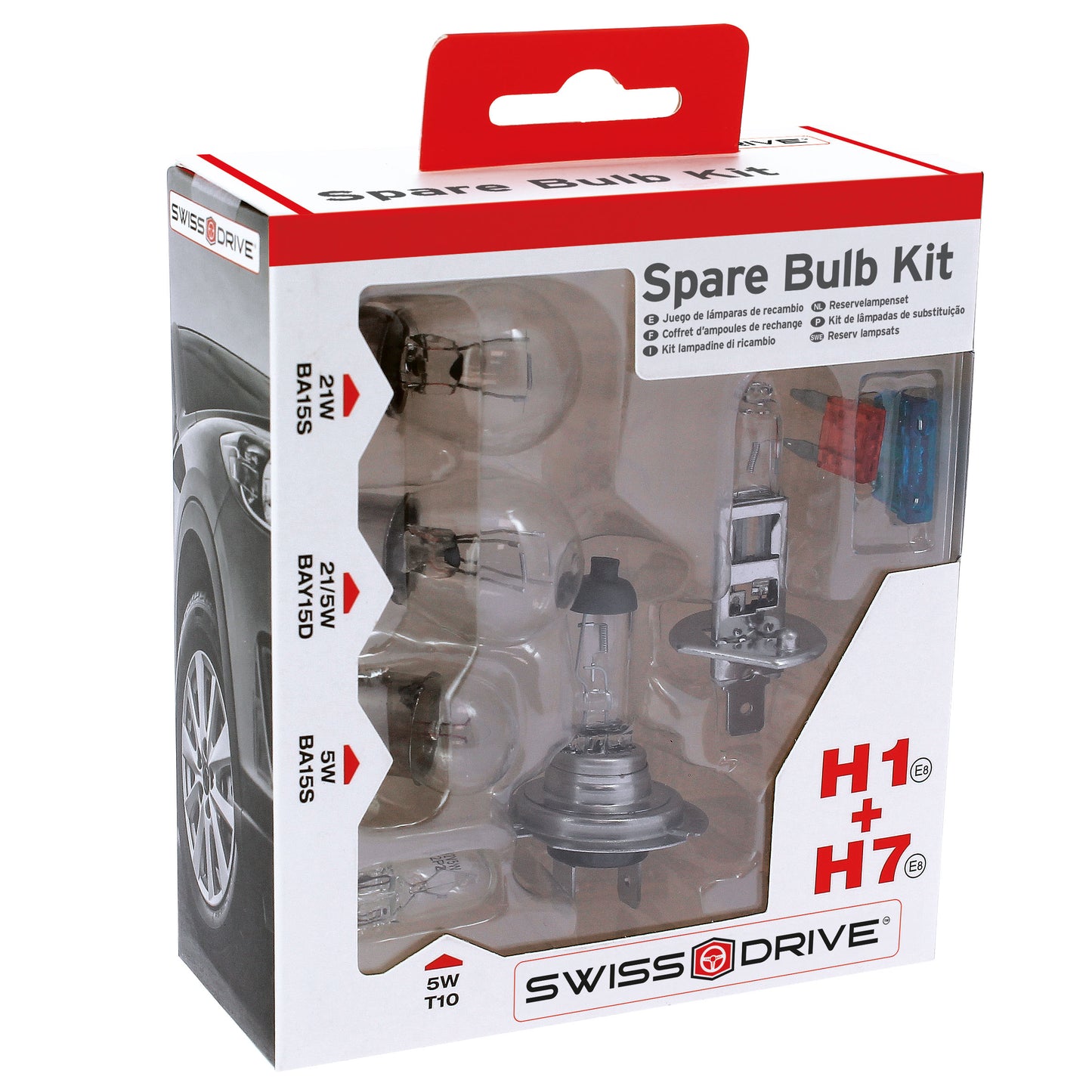 Conjunto de Lâmpadas Homologadas SWISS DRIVE  H1 + H7 12V 8 Peças