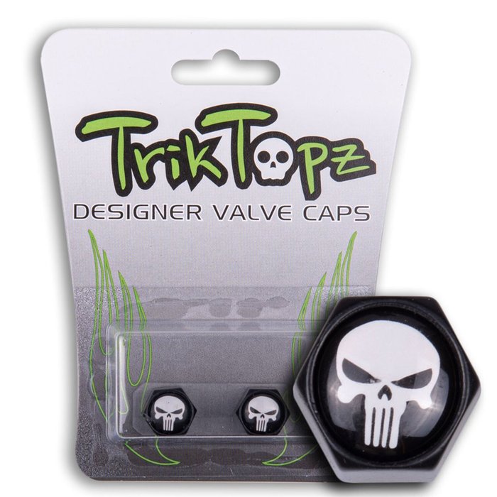 Trik Topz, tampas de Válvula Block Skull. Preto/branco