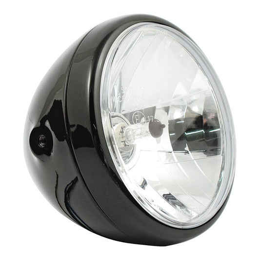 Farol Moto Reno 7" H4. sem anel halo. Preto