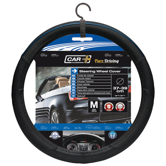 Capa de Volante AUTO "CAR+" Color- Line Preto/ Azul Tamanho M 37-39 cm