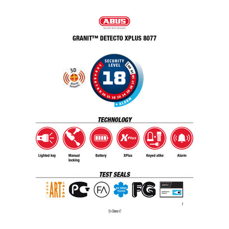 Abus, 8077 Granit Detecto XPlus 2.0 trava de freio a disco.