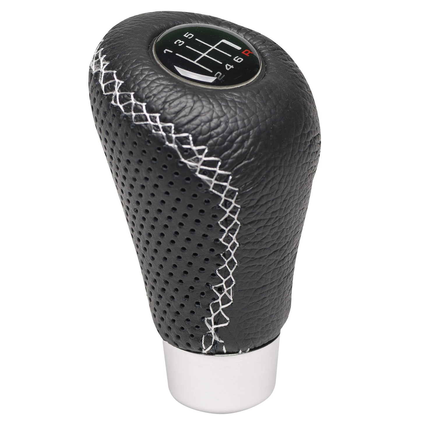 Manete Mudanças Auto  (universal) RACE SPORT em Pele com costura em Linha Branca