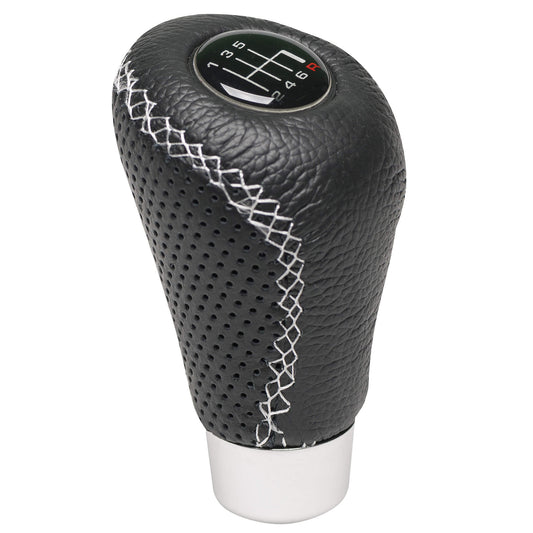 Manete Mudanças Auto  (universal) RACE SPORT em Pele com costura em Linha Branca