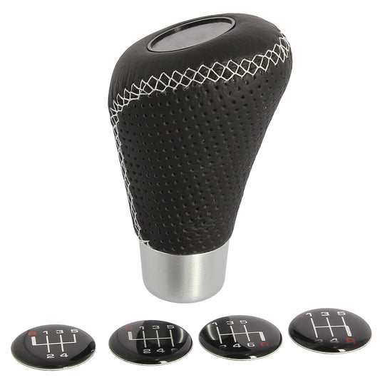 Manete Mudanças Auto  (universal) RACE SPORT em Pele com costura em Linha Branca