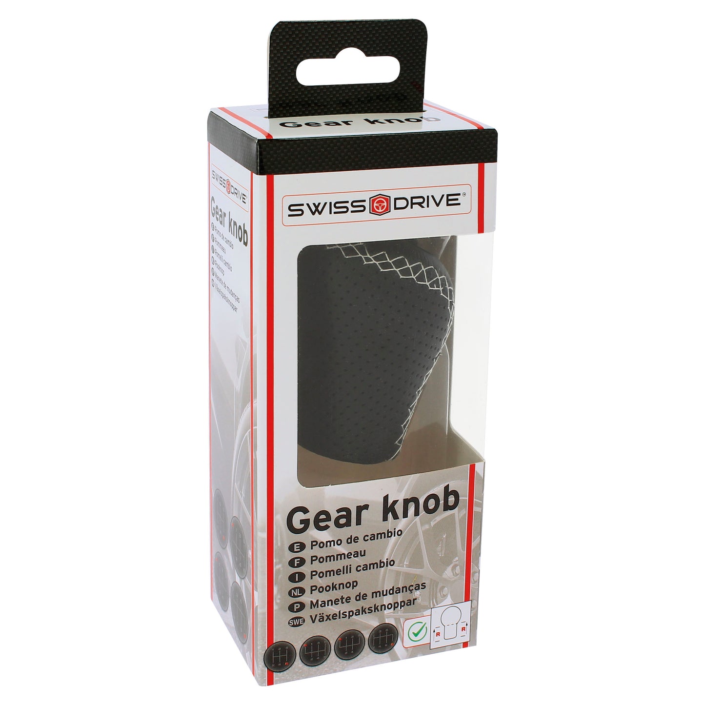 Manete Mudanças Auto  (universal) RACE SPORT em Pele com costura em Linha Branca