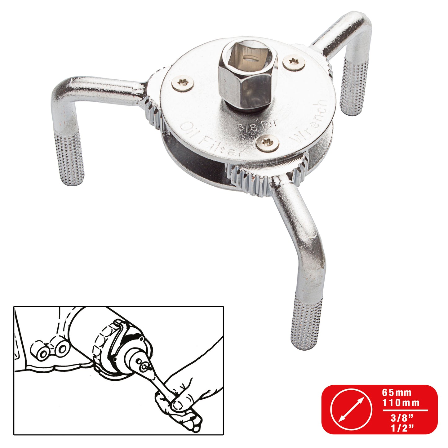 Chave de Filtro oleo Profissional SWISS DRIVE 3 Garras