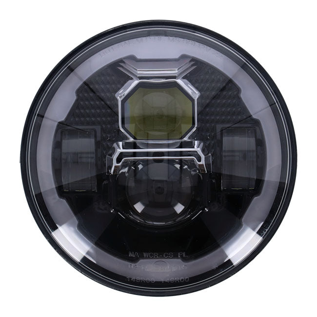 Farol LED brilhante de 7". Preto