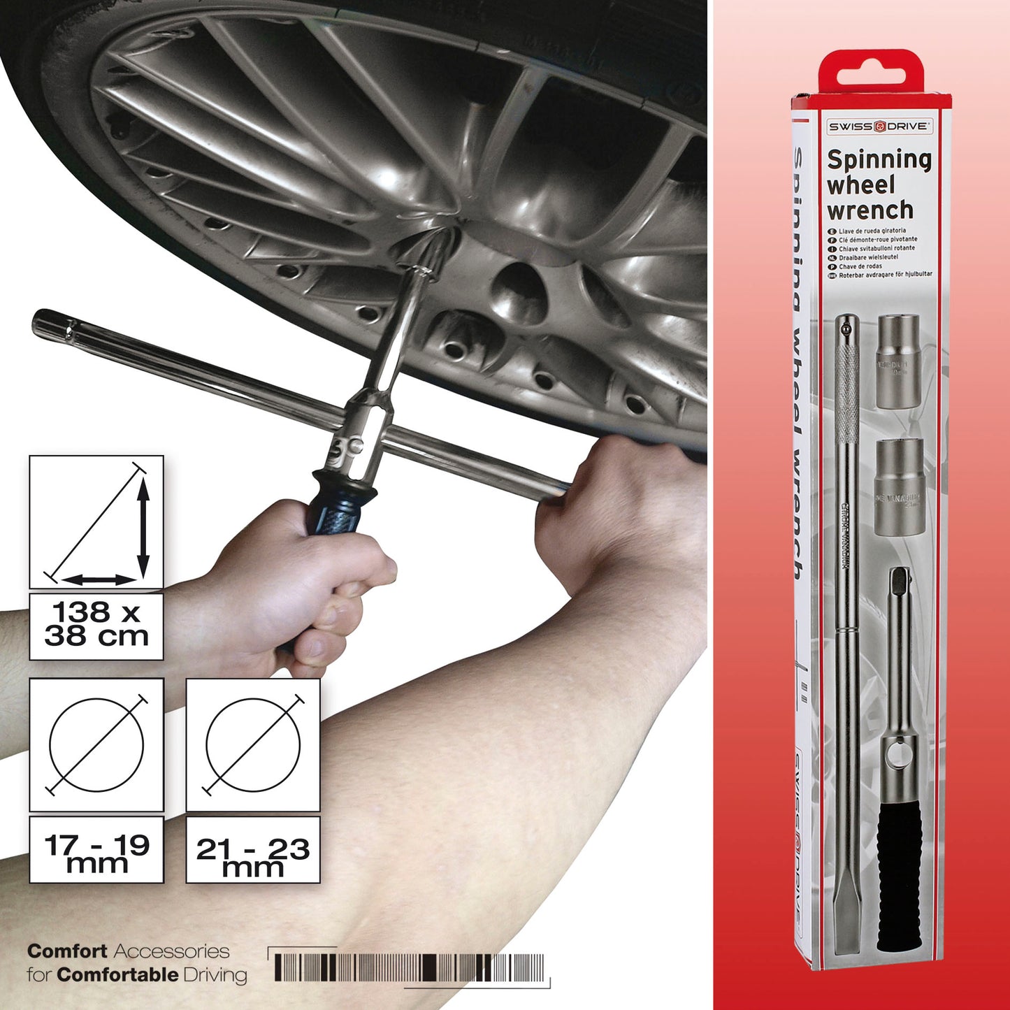 Chave Rodas Rotativa SWISS DRIVE 17-19-21-23mm