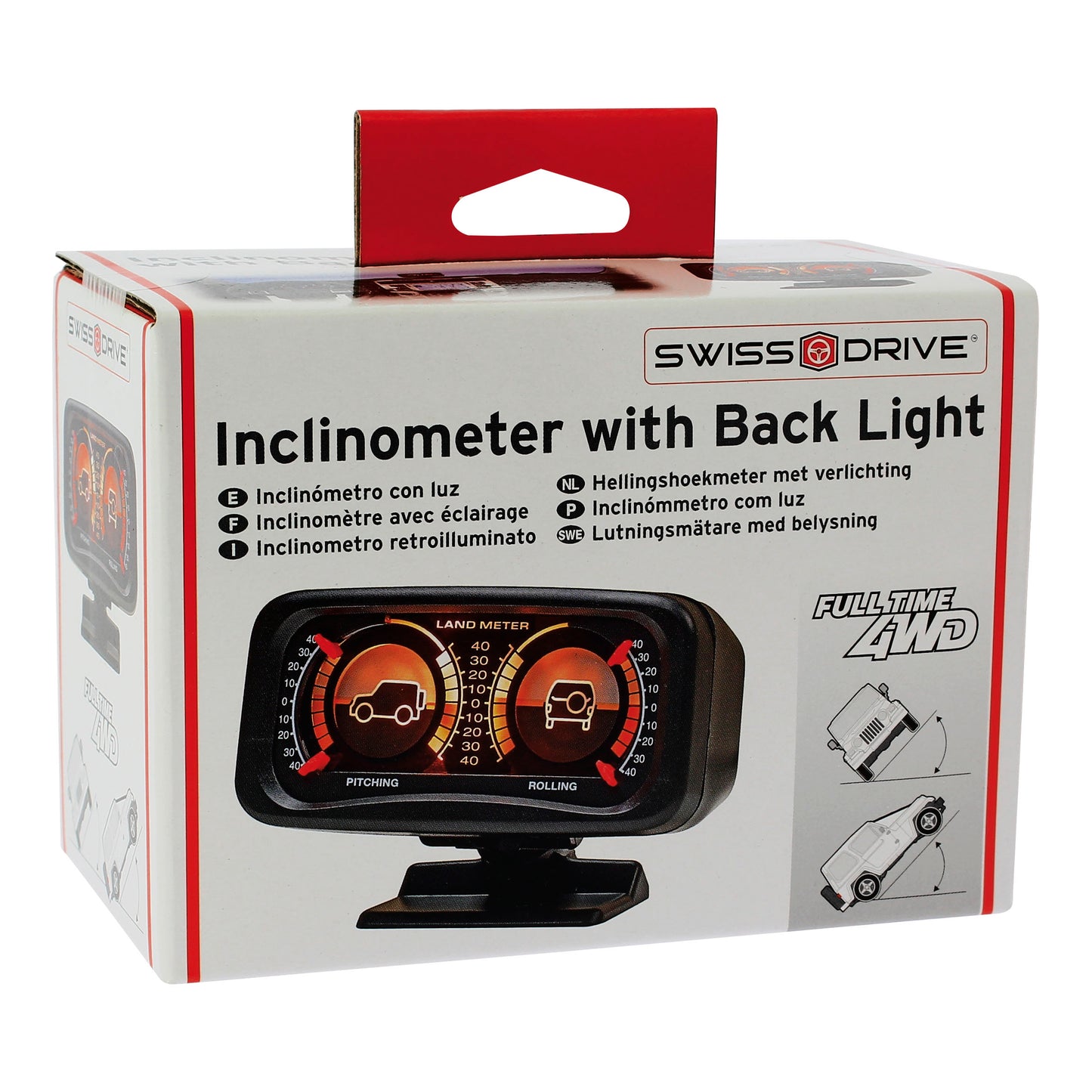 Inclinómetro SWISS DRIVE 4x4 WITH BACK LIGHT 12V ABS PLATIC