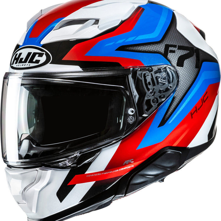 Capacete Integral F71 FES MC21 em vermelho, azul e branco do fabricante HJC.