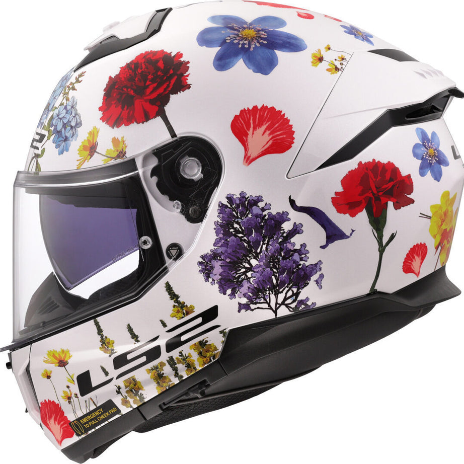 Capacete Integral LS2 FF808 Stream II Flowers Branco