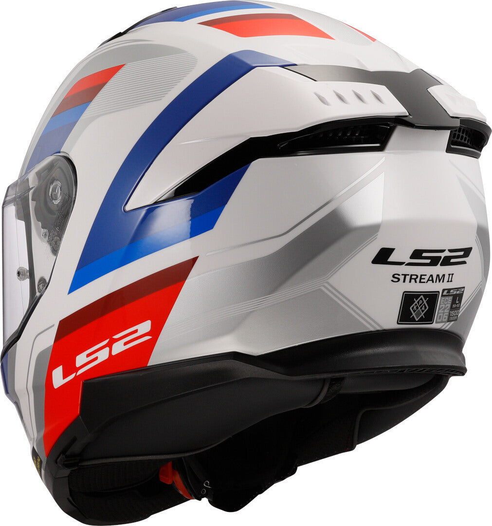 Capacete Integral Masculino LS2 FF808 Stream II Vintage Branco-Azul-Vermelho