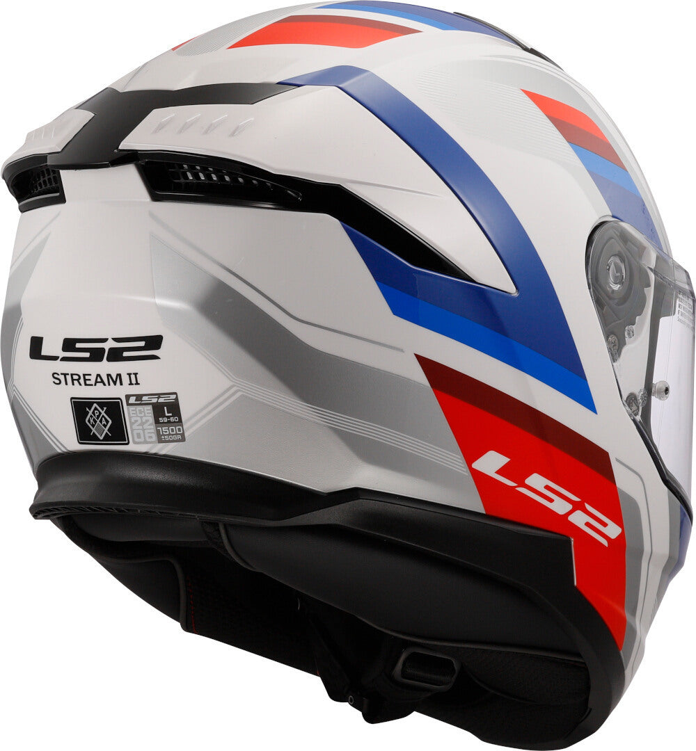 Capacete Integral Masculino LS2 FF808 Stream II Vintage Branco-Azul-Vermelho