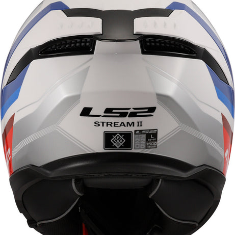 Capacete Integral Masculino LS2 FF808 Stream II Vintage Branco-Azul-Vermelho
