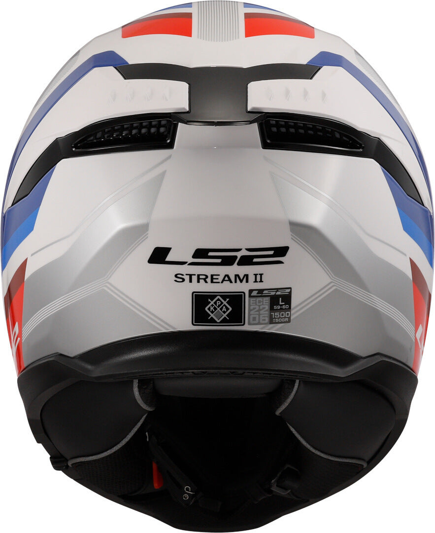 Capacete Integral Masculino LS2 FF808 Stream II Vintage Branco-Azul-Vermelho