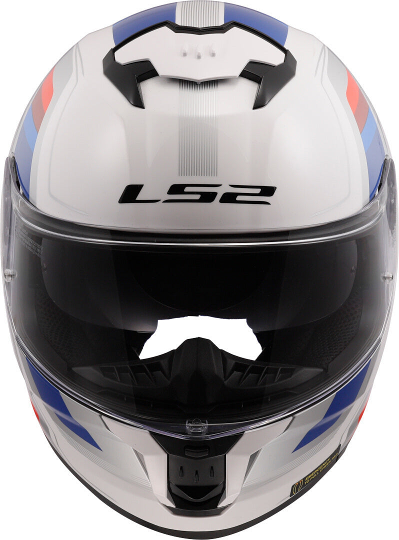 Capacete Integral Masculino LS2 FF808 Stream II Vintage Branco-Azul-Vermelho