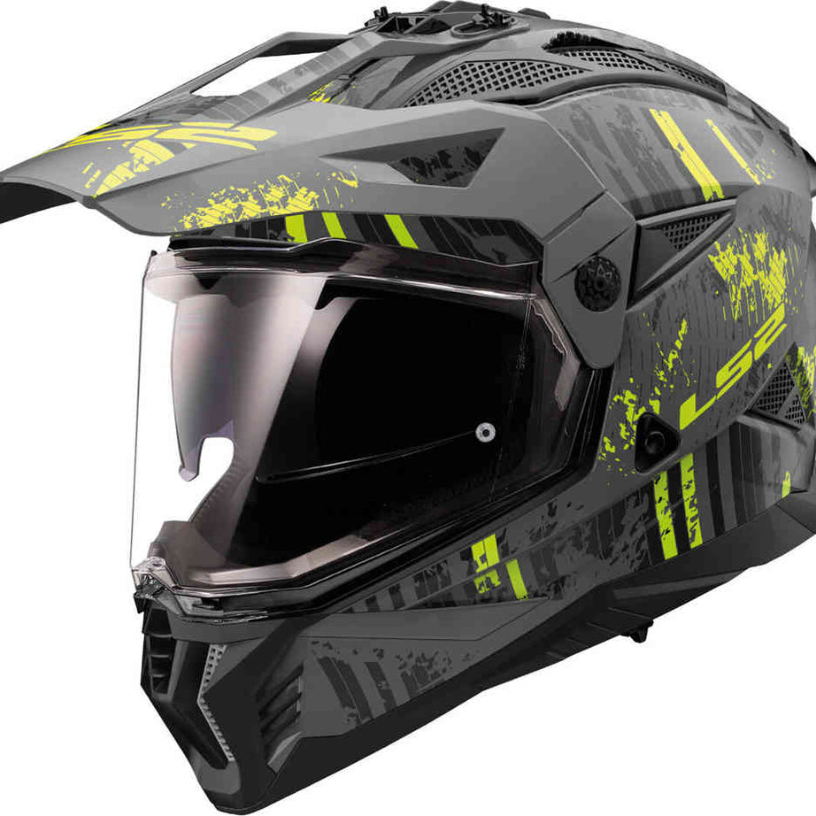 LS2 MX702 Pioneer II Crazy Cross Capacete Fosco Preto-Flúor Amarelo