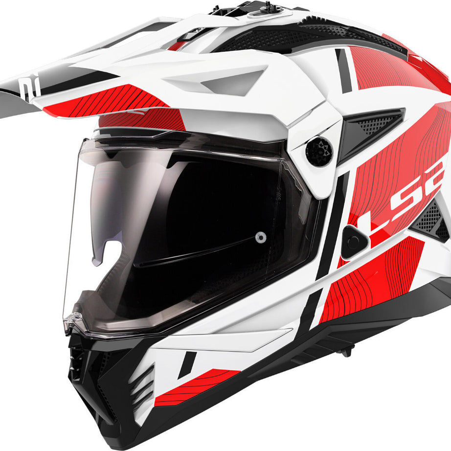 Capacete Cruzado LS2 MX702 Pioneer II Hill Branco-Vermelho-Preto