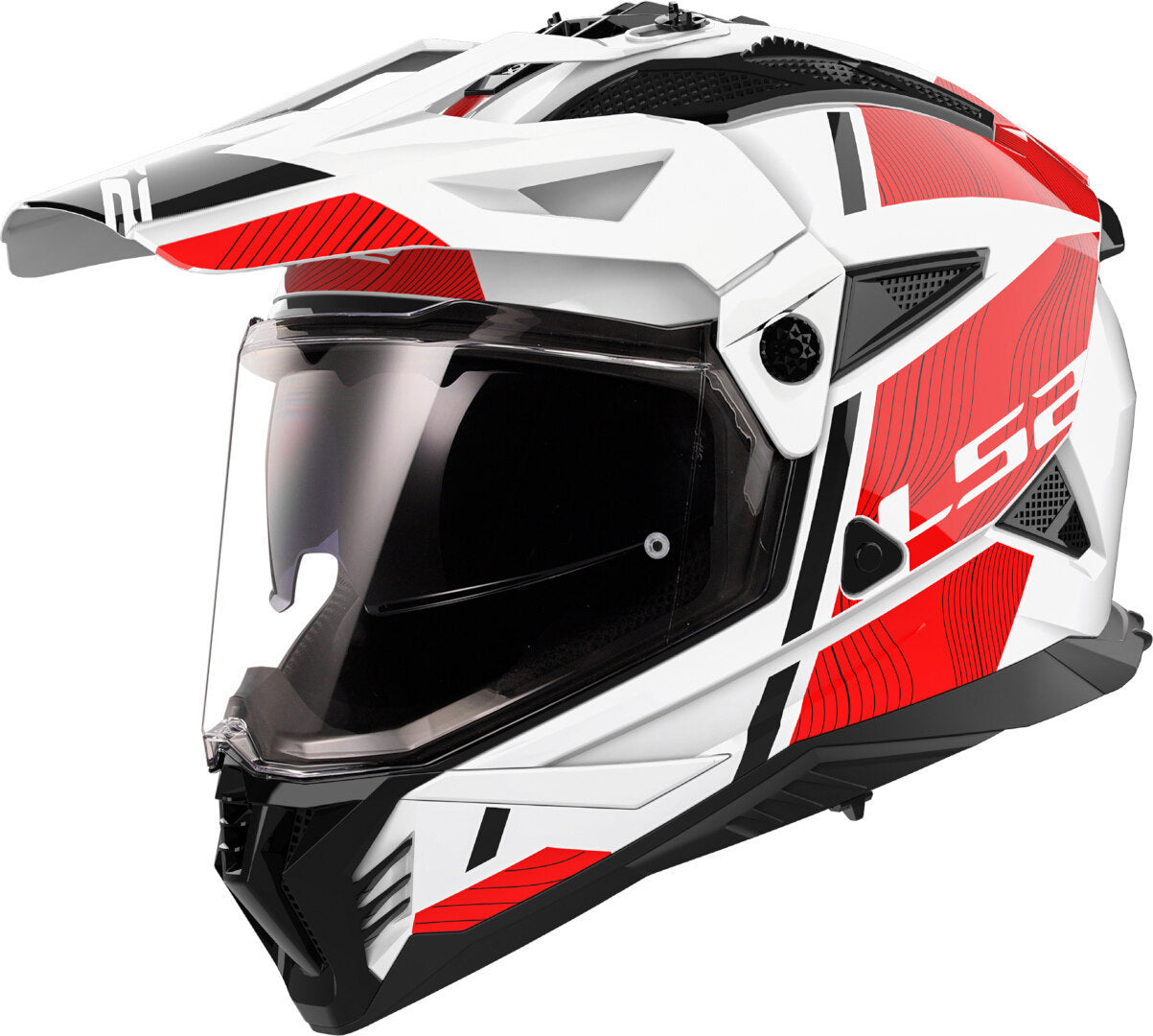 Capacete Cruzado LS2 MX702 Pioneer II Hill Branco-Vermelho-Preto