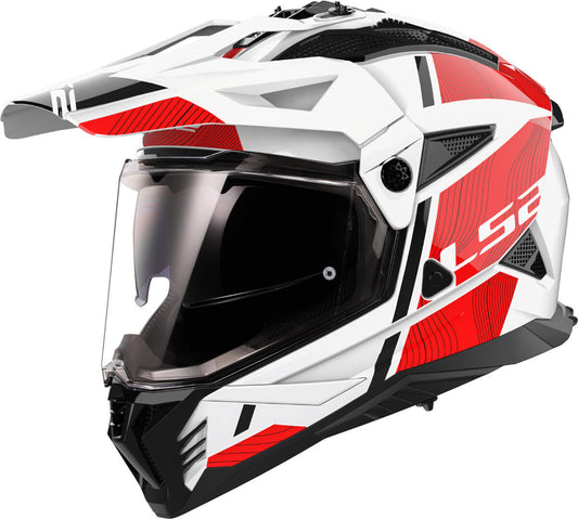 Capacete Cruzado LS2 MX702 Pioneer II Hill Branco-Vermelho-Preto