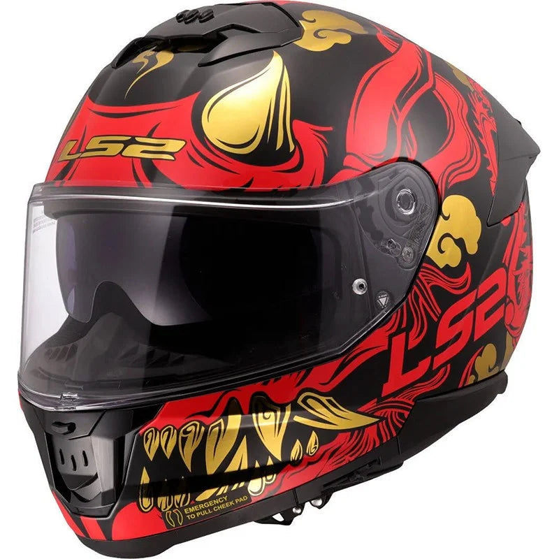 Capacete Integral Drako em vermelho, preto LS2 FF808 Stream II.