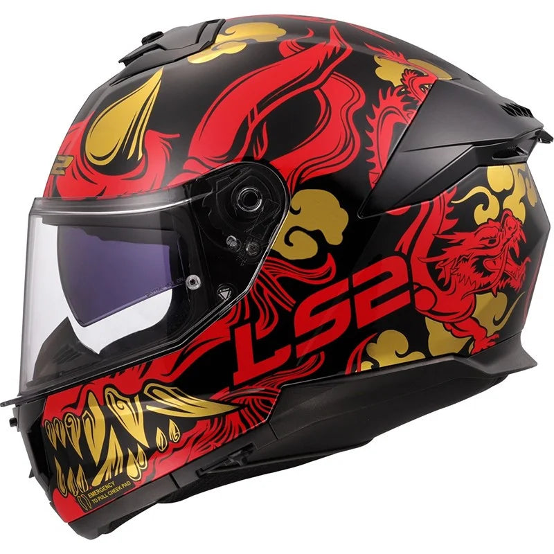 Capacete Integral Drako em vermelho, preto LS2 FF808 Stream II.