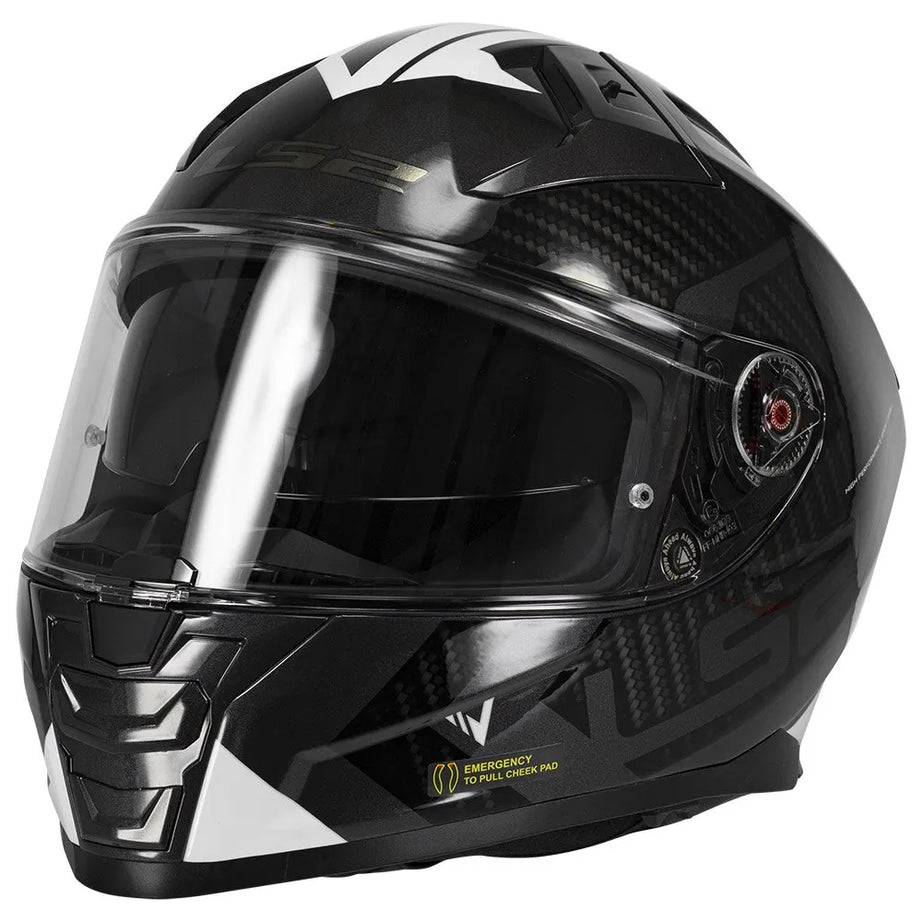 Capacete Integral LS2 FF811 Vector II Splitter Preto-Fosco Branco