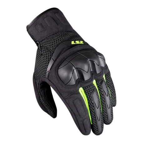 Luvas masculinas de verão LS2 Kubra preto-amarelo flúor