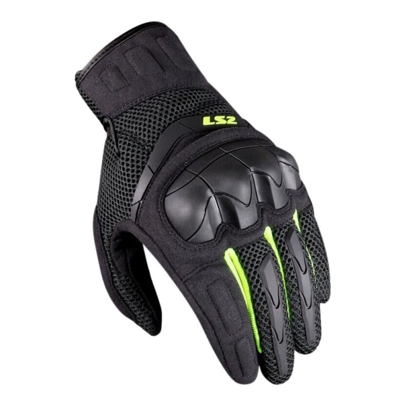 Luvas masculinas de verão LS2 Kubra preto-amarelo flúor