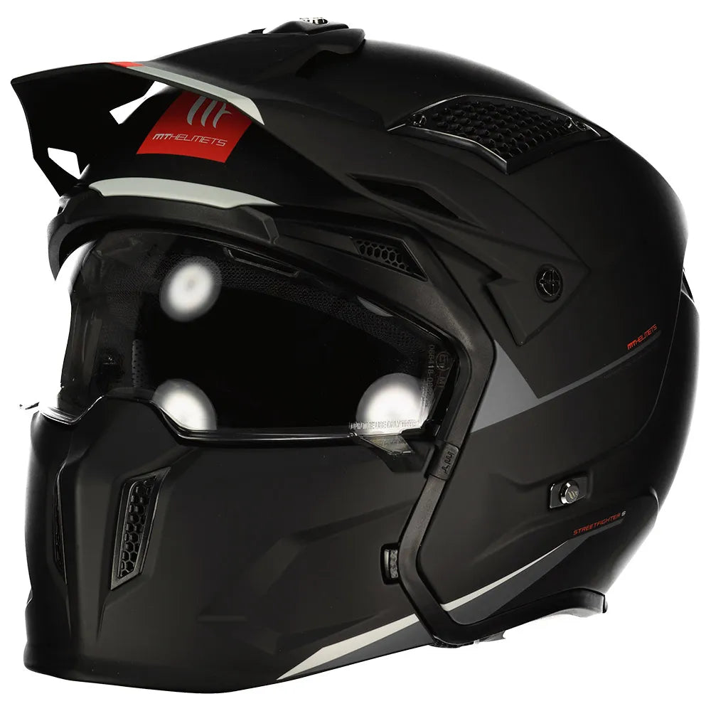 MT Capacetes TR902XSV Street fighter SV Solid A1 Capacete - Preto Mate