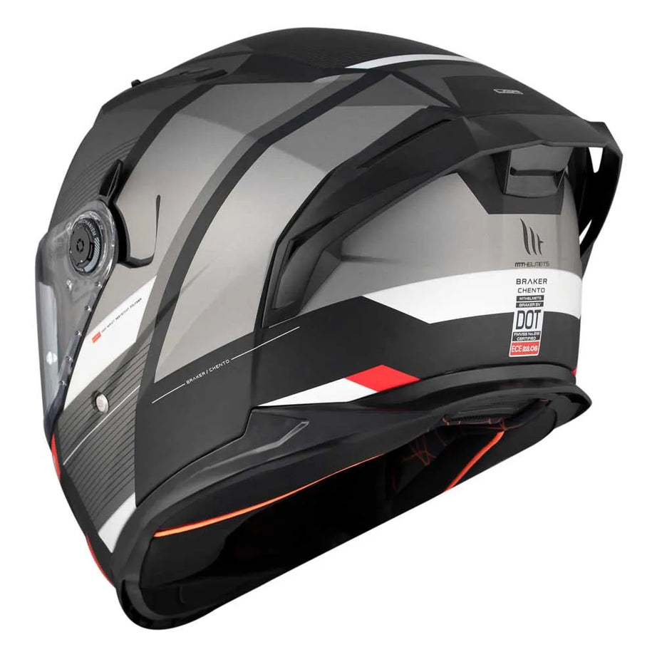MT Helmets Braker SV Chento B0 Capacete Integral Cinza/Preto Fosco