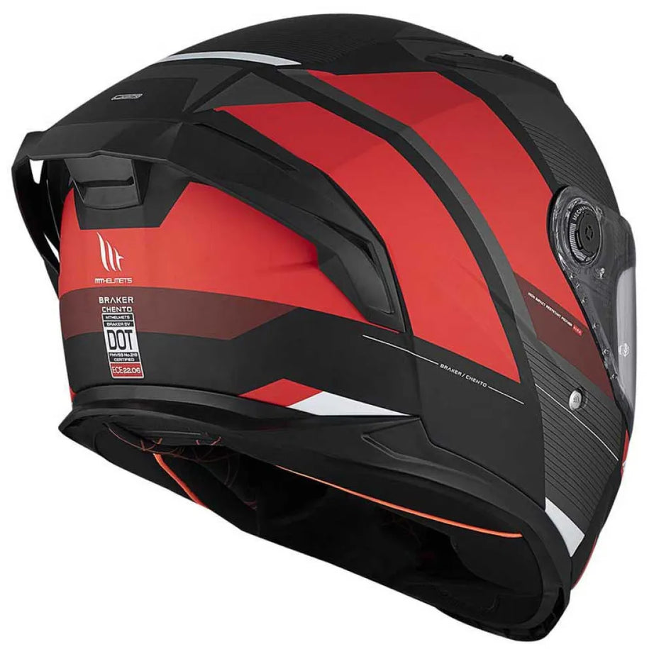 MT Helmets Braker SV Chento B5 Capacete Integral Vermelho/Preto Fosco