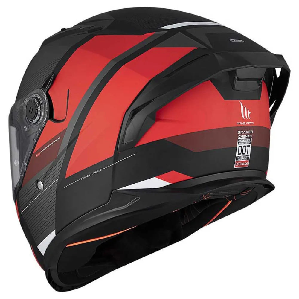 MT Helmets Braker SV Chento B5 Capacete Integral Vermelho/Preto Fosco