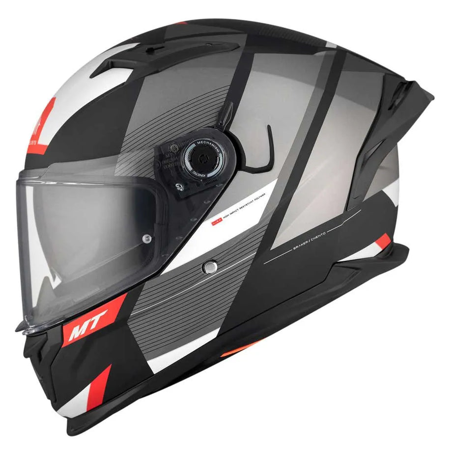 MT Helmets Braker SV Chento B0 Capacete Integral Cinza/Preto Fosco